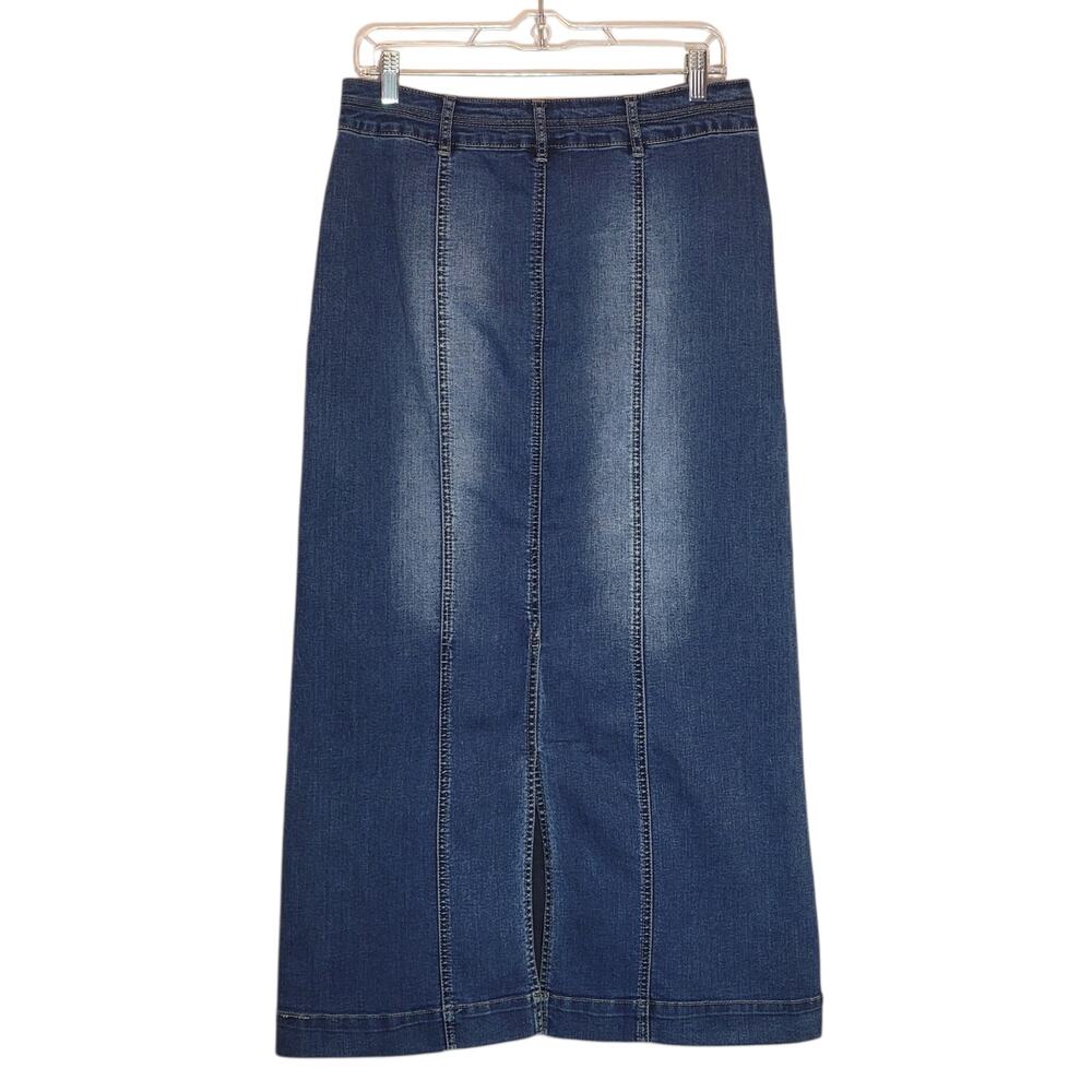 Est 1946 High Rise Faded Denim Pencil Midi Skirt Size 12 - Picture 6 of 11